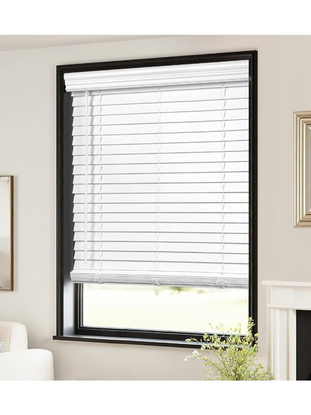 2" Faux Wood Horizontal Blinds for Windows - 34.5" W x 36" H, Stylish & Durable